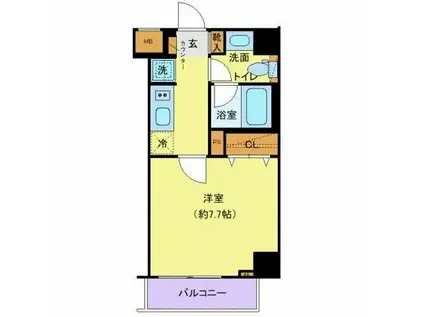 RELUXIA両国(1K/6階)の間取り写真