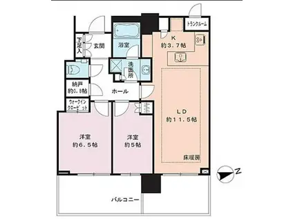 パークシティ中央湊ザ・タワー(2LDK/31階)の間取り写真