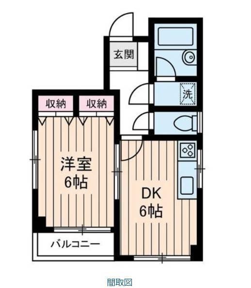 ジュンヴェール山本(1DK/2階)の間取り写真