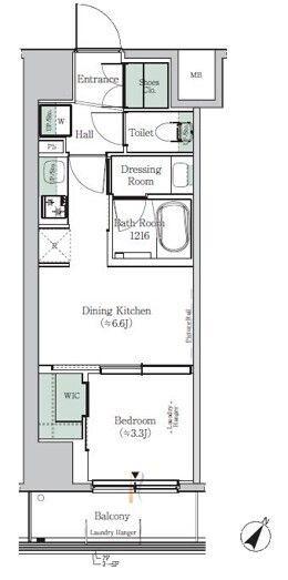 ONE ROOF RESIDENCE KIBA イースト(1DK/4階)の間取り写真