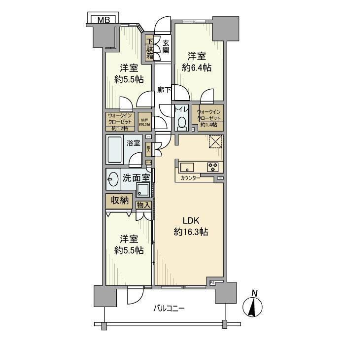 クレストシティ木場(3LDK/6階)の間取り写真