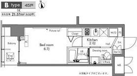 プラウドフラット隅田リバーサイド(1K/6階)の間取り写真