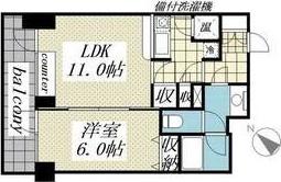 メゾン・ド・ヴィレ日本橋中洲(1LDK/6階)の間取り写真
