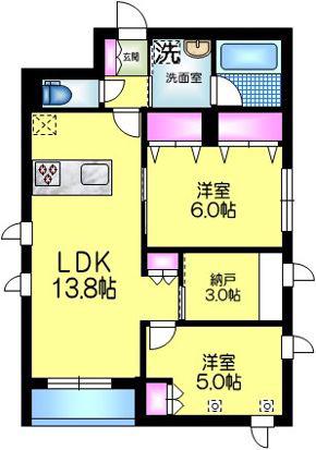 メゾンドイルリッシュ (2SLDK/1階)の間取り写真