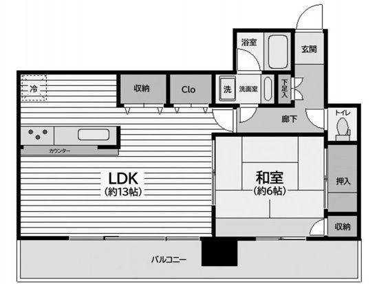 リガーレ日本橋人形町(1LDK/4階)の間取り写真