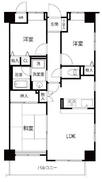 グリーンコート(3LDK/7階)の間取り写真