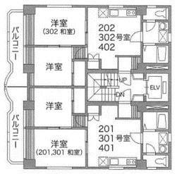ベルジュピノ(2DK/2階)の間取り写真