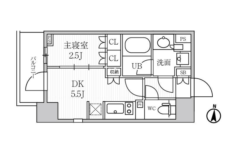 シーズンフラッツ菊川(1DK/10階)の間取り写真