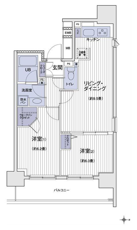 エスティメゾン大島(2LDK/11階)の間取り写真