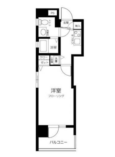 スカイコート門前仲町(1K/4階)の間取り写真