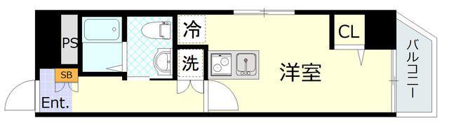 シャンボール門前仲町(ワンルーム/4階)の間取り写真