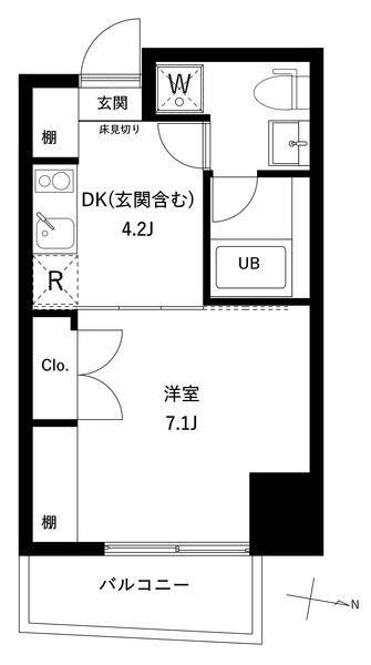 リテラス押上(1K/4階)の間取り写真