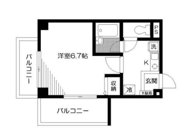 シャトールミエール(1K/2階)の間取り写真