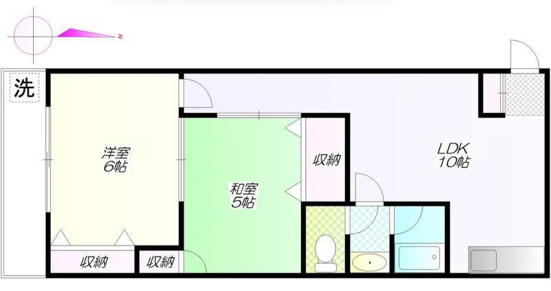 サニーコーポK(2LDK/5階)の間取り写真