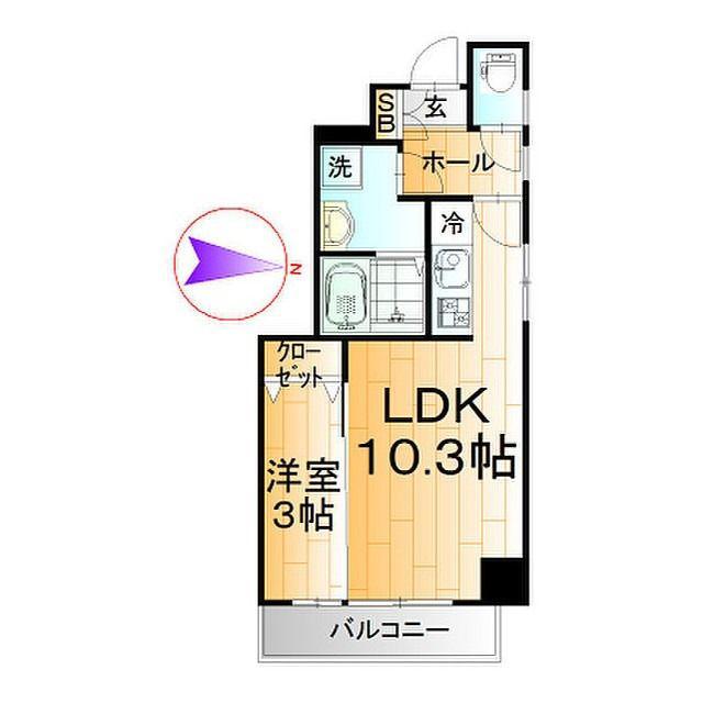 プラシードテラス森下(1LDK/2階)の間取り写真