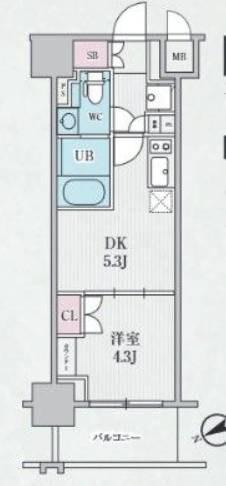 テラス浅草橋(1DK/7階)の間取り写真