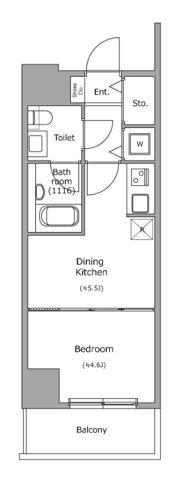 BRICK RESIDENCE 築地明石町(1DK/5階)の間取り写真