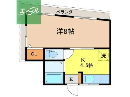丸山ビル(1DK/3階)の間取り写真