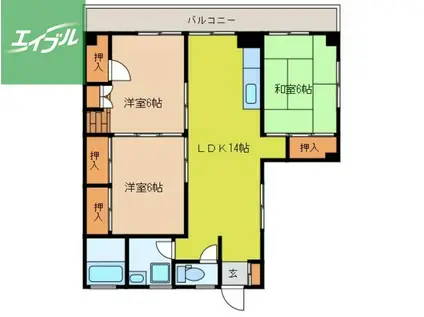 プランドールリバティー(3LDK/3階)の間取り写真