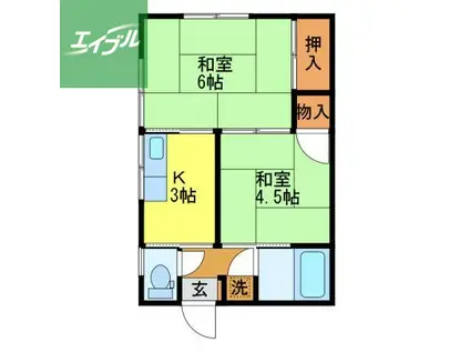 愛宕ヒルズ(2K/2階)の間取り写真