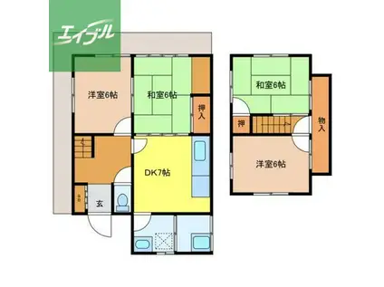 長崎電軌本線 崇福寺駅 徒歩30分 2階建 築47年(4DK)の間取り写真