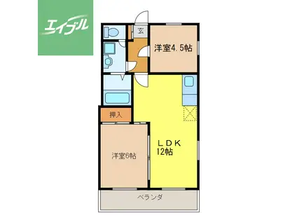 ルミエール多比良(2LDK/5階)の間取り写真