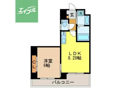 RESIDENCE中川(1LDK/9階)の間取り写真