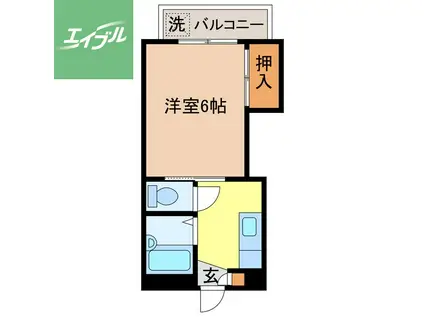 スカイポート南山手(1K/2階)の間取り写真