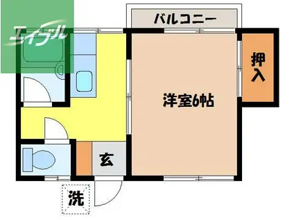 サンク日の出(1K/2階)の間取り写真