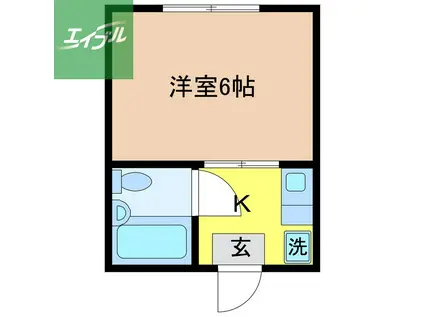 カーサ岡町(1K/2階)の間取り写真