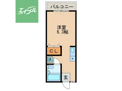 ラフィン上小島(ワンルーム/1階)の間取り写真