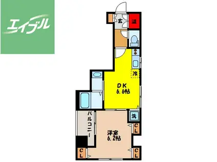 クオーレ賑町(1DK/9階)の間取り写真