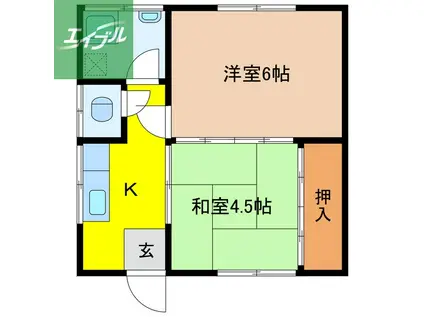 中小島2丁目アパート(2K/1階)の間取り写真