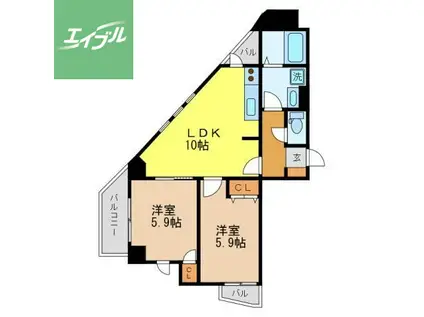 L・FLORE CENTER STAGE(2LDK/8階)の間取り写真