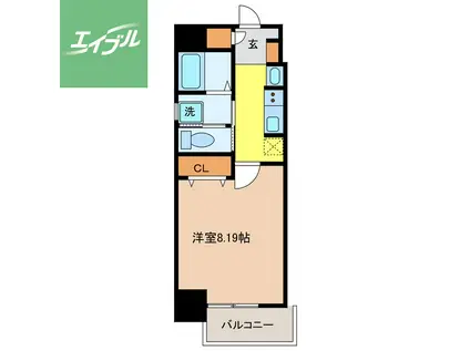 RESIDENCE大井手(1K/8階)の間取り写真