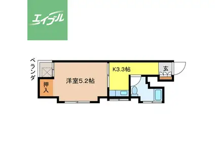 油屋町コーポ(1K/5階)の間取り写真