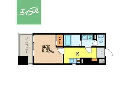 レジデンス古町(1K/3階)の間取り写真