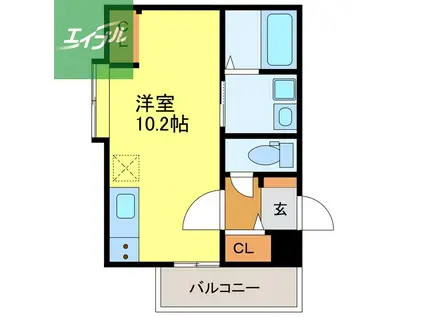 アミティ銀屋町(ワンルーム/2階)の間取り写真