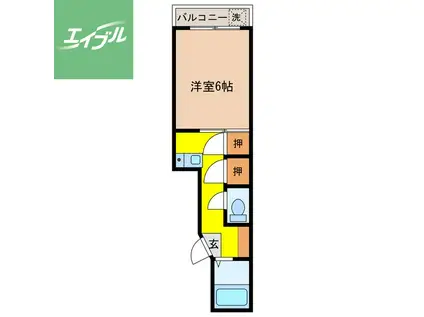 ベルシティブルナス(1K/3階)の間取り写真