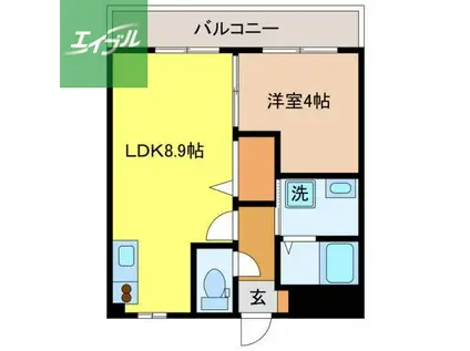 SUNNY PLACE戸町(1LDK/2階)の間取り写真