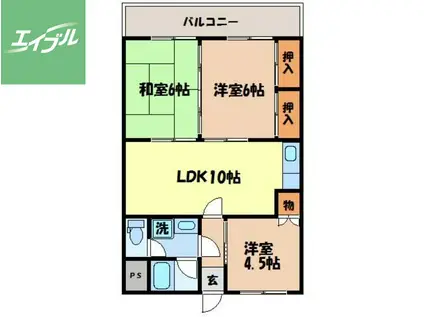 ヴィラエクセル(3LDK/4階)の間取り写真