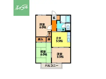 フレグランスナカムラ(3DK/2階)の間取り写真