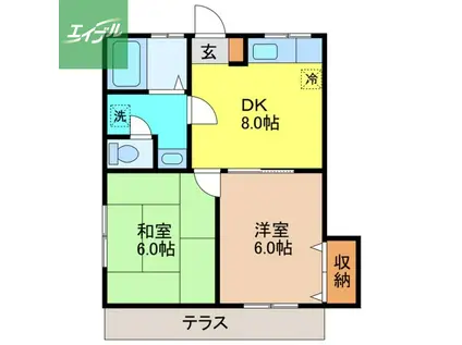 KENZO NAGAYO(2DK/1階)の間取り写真