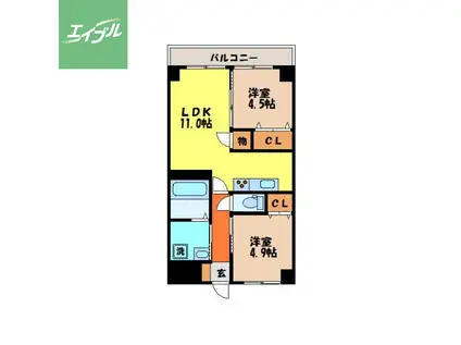 マルヨシコート長与(2LDK/2階)の間取り写真