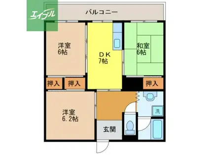 ファミール森の木(3DK/1階)の間取り写真