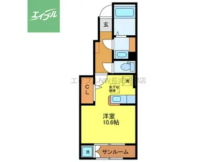 ゼフィール(ワンルーム/1階)の間取り写真