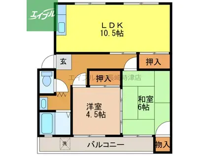 サンシャイン野田(2LDK/2階)の間取り写真