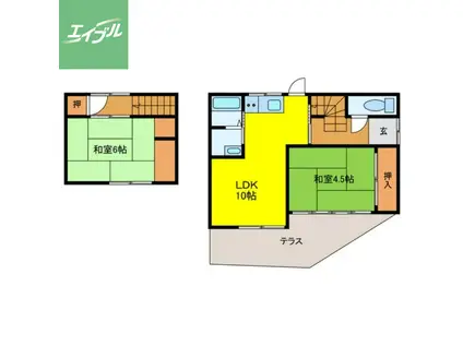 久留里郷アパート(2LDK/2階)の間取り写真
