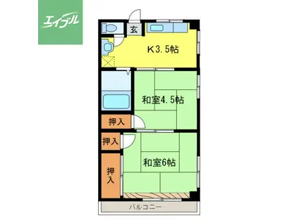 サニーハイツ(2K/3階)の間取り写真