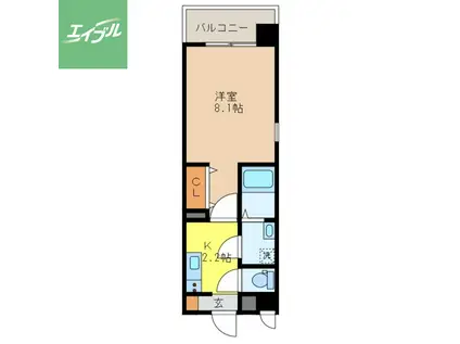 SKY時津(1K/3階)の間取り写真